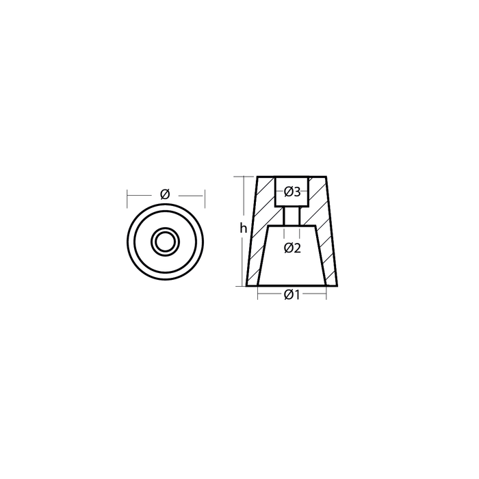 Zink anode propel, konisk, 40mm/1.57in aksel, R800403
