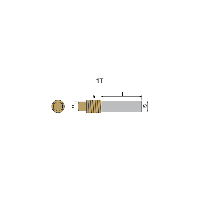 Zinkanod Caterpillar, motor, pencil anod komplett med mässingsplugg th.1/2''GAS (bspt) - AnodeFactory